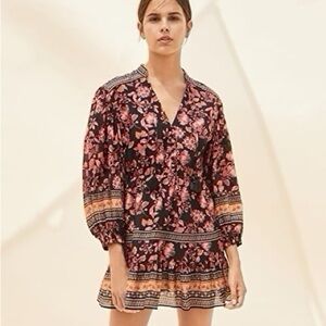 Alice + Olivia Sedona Mandarin Collar Dress in Fall Into You Black Multi